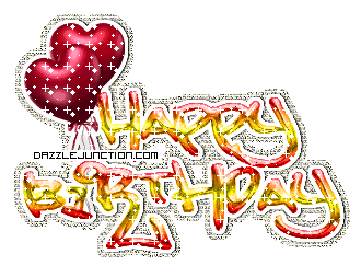 Balloon Red Heart Happy Birthday greeting image