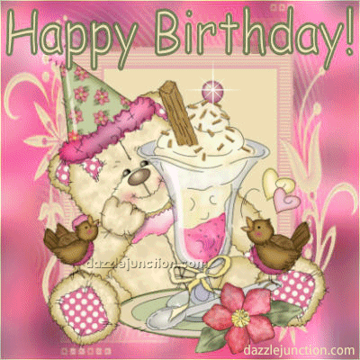 Bear With Icecream Happy Birthday greeting image