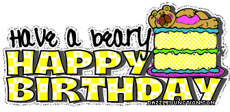 Beary Bday Glitter Happy Birthday greeting image