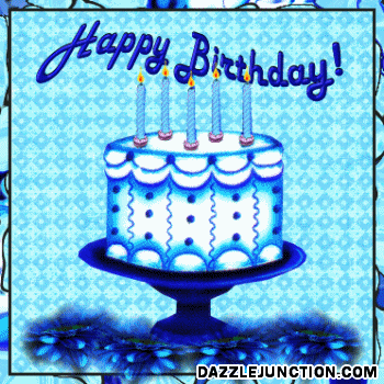 Blue Birthday Cake Happy Birthday greeting image