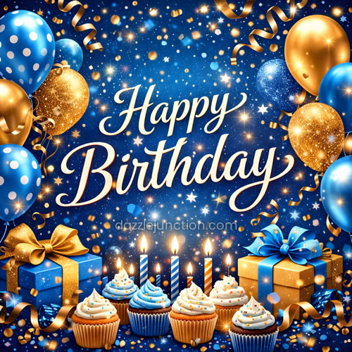 Blue Cupcakes Happy Birthday greeting image
