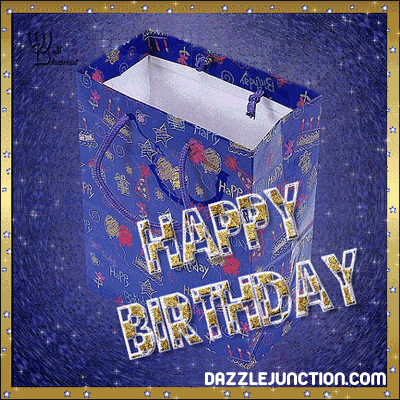 Blue Gift Bag Happy Birthday greeting image