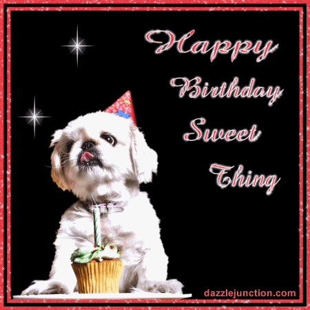 Dog With Cupcake Happy Birthday greeting image