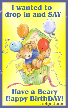 Drop In Beary Happy Birthday greeting image