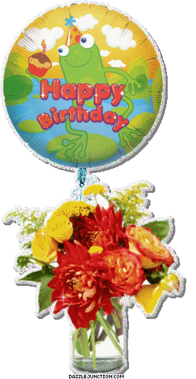 Frog In Balloon Happy Birthday greeting image