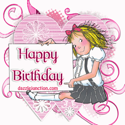 Girl With Sign Happy Birthday greeting image