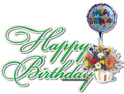 Green Balloon Bouquet Happy Birthday greeting image