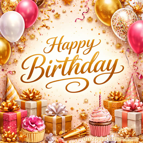 Pink Cupcakes Happy Birthday greeting image