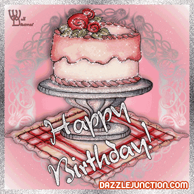 Strawberry Cake Happy Birthday greeting image