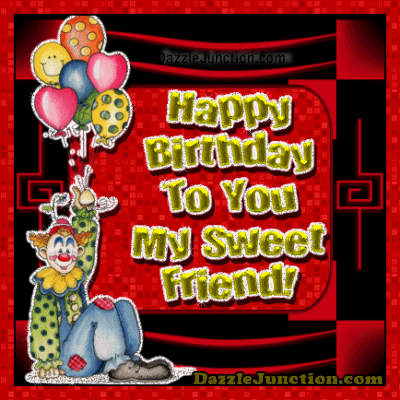 Sweet Friend Clown Happy Birthday greeting image