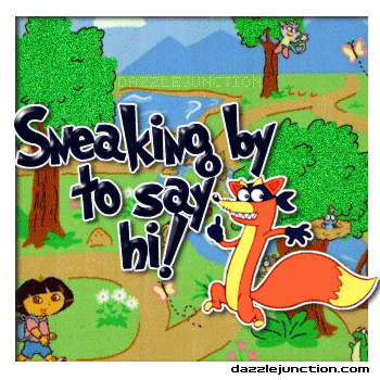 Dora Sneaking Hi Hello greeting image