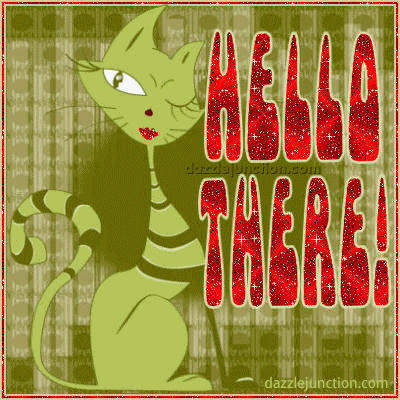 Green Cat Wink Hello