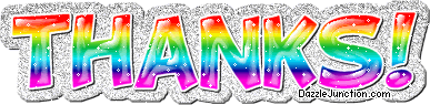 Thanks Rainbow Glitter Thank you greeting image