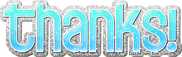 Thanks Blue Glitter Thank you greeting image