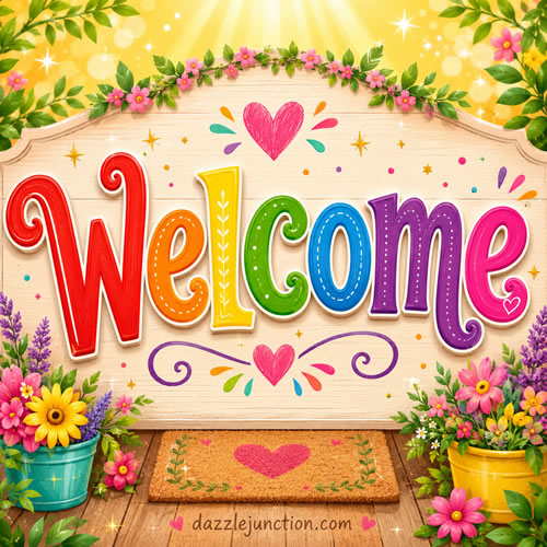 Bright Cheerful Welcome greeting image
