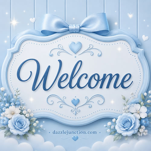 Gentle Blue Welcome greeting image