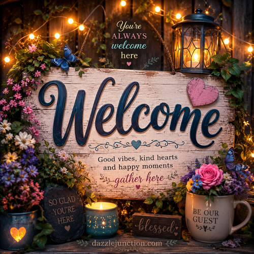 Happy Moments Welcome greeting image