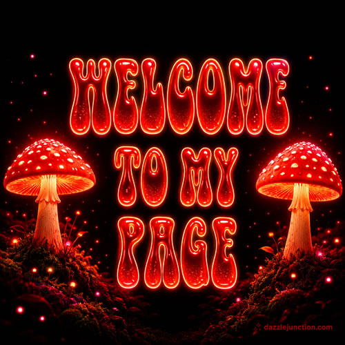 Neon Mushrooms Welcome greeting image