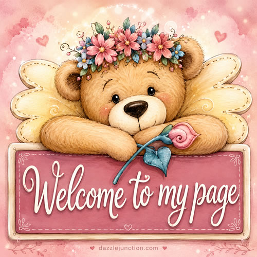 Pink Bear Welcome greeting image